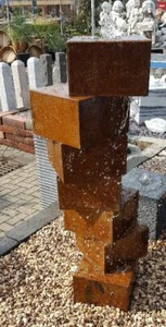Würfeltreppe Cortenstahl 100 cm Säulenbrunnen Komplettset Gartenbrunnen - Bild 1 von 3
