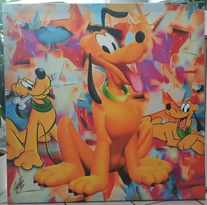 Pluto the Dog Comic Pop Arte Abstracto Imagen Moderna 100x100 cm. Firmado - Imagen 1 de 7
