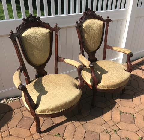 Pair of Large, Vintage Eastlake Chairs (need reupholstery) Cover
