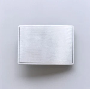 Antigua hebilla de cinturón rectangular plateada en blanco para grabado dibujo también stock de EE. UU. - Imagen 1 de 8