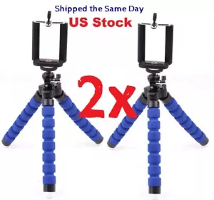 Flexible Octopus Tripod + Bracket for Cell Phone, Camera, iPhone - Blue 2x - Picture 1 of 8