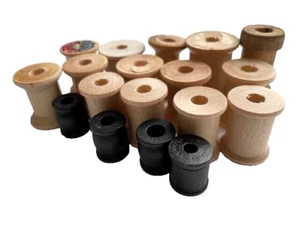18 Vintage Miscellaneous Empty Wooden Thread Spools - Picture 1 of 3