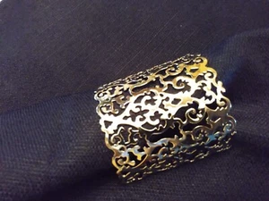 PIERCED DELICATE PIERCED SCROLL SILVERTONE 2.5inch wide OPEN CUFF BRACELET - Picture 1 of 6