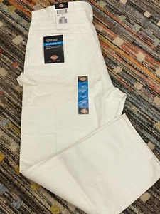 Pantalones de pintor DICKIE'S blancos de doble rodilla utilitarios - ajuste relajado 40X30 nuevos con etiquetas - Imagen 1 de 5