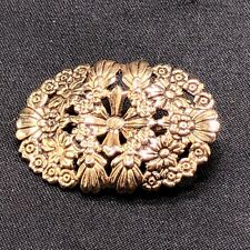 VTG Gold Tone Floral Brooch Daisy Pin Inspired By Repousse 1-1/4