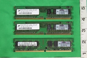 USED 1 GB X 3 PC2-5300 DDR2 667MHZ CL5 3GB TOTAL 2 MICRON 1RX8 1 SAMSUNG 2RX8 HP - Picture 1 of 6