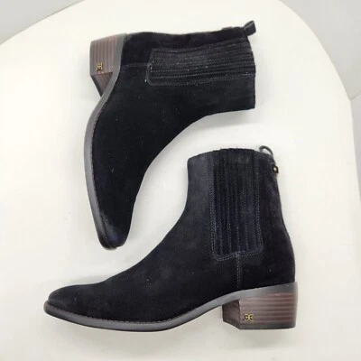 Sam Edelman Botines 9.5 Negro Gamuza Bronson Chelsea Preppy Cómodo Nuevo $170 - Imagen 1 de 4