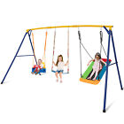 Kids 3-in-1 Swing Set 660 Lbs Carbon Steel Swing Frame W/belt Swing For Toddlers
