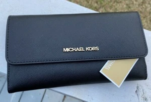 MICHAEL KORS JET SET VIAJE GRANDE TRIPLE CARTERA DE CUERO Negro/Dorado - Imagen 1 de 4