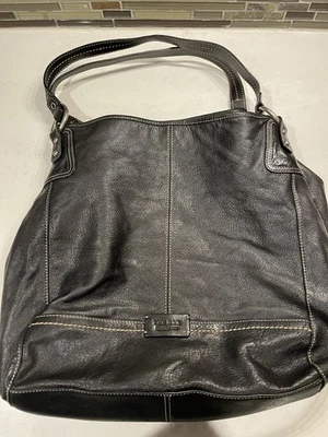 The Sax Black Leather Slouchy Shoulder Satchel  Handbag - Image 1 of 4