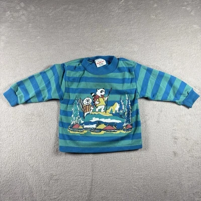 Camisa vintage Healthtex niños pequeños talla 24 azul bosque salvaje años 90 #2B Foto 1 de 4