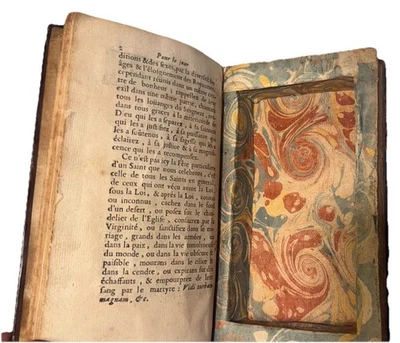 ANTIQUE 1694 FRENCH LEATHER BOOK SAFE STASH BOX SECRET COMPARTMENT FINE BINDING - Image 1 of 4