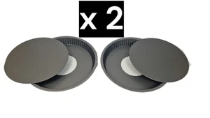 Bandeja grande de lata para hornear tarta de quiche de flan inferior suelta antiadherente redonda de 2 x 26 cm - Imagen 1 de 9