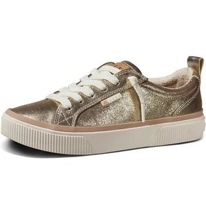 Reef Lay Day Dawn Metallic Lace Up Sneakers 7 Champagne Suede - Picture 1 of 12