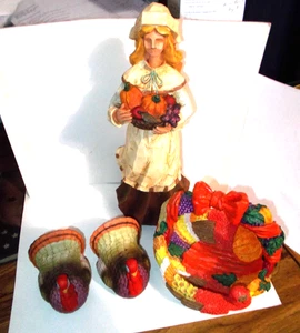 4 DANKSGIVING TISCHDEKO SALZ/PFEFFER, KORB & PIGRIM FRAU - Bild 1 von 19