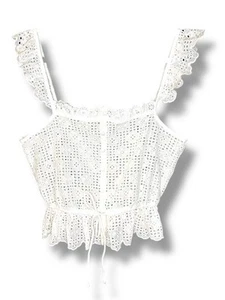AE77 American Eagle Eyelet Babydoll Cami Tank Floral Ruffles Boho - Picture 1 of 2