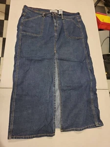 Gonna denim firmata Levi Strauss miss taglia 16 jeans blu elasticizzato spacco davanti - Foto 1 di 12