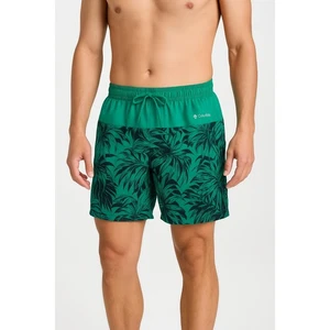 Columbia Green Black Tropical Print Drawstring Waist Casual Swim Trunks Medium - Picture 1 of 10