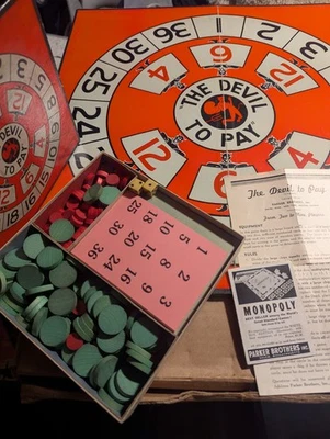 Vintage The Devil To Pay 1939 Board Game Parker Brothers w/ Wooden Game Pieces - Image 1 of 4