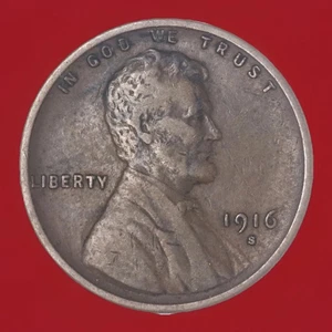 1916-S Fine Lincoln Wheat Cent Penny Semi-Key Date Fast Shipping - Picture 1 of 4