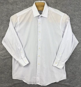 Vintage Brooks Brothers Hemd Herren 17-33 weiß lila kariert elegant Knopfleiste hergestellt in den USA - Bild 1 von 9