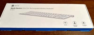 iClever IC-BK10 Multi Device Connection Rechargeable Wireless Keyboard - Silver - Image 1 of 2