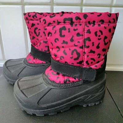 Unbranded BABY Ankle winter Boots - pink/black leopard design Size Baby's US 9 - Image 1 of 4