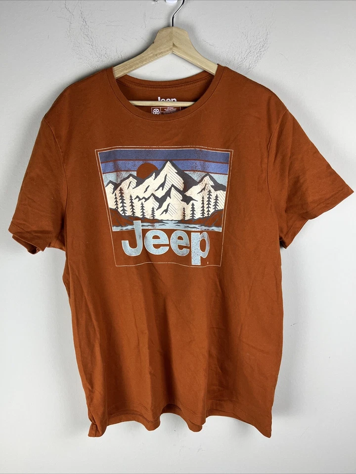 Camiseta Jeep Para Hombres XL Naranja Manga Corta Doble Puntada Algodón Mezcla Poliéster Foto 1 de 4