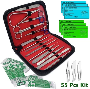 55 Pc Army Surgical Kit Sutures, Scalpel, Hemostats - Black - Military First Aid - Picture 1 of 3