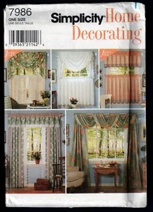 Patrón de costura SIN CORTAR - Decoración del hogar simplicidad - 7986 - Tratamientos de ventanas - Cortinas - Imagen 1 de 2