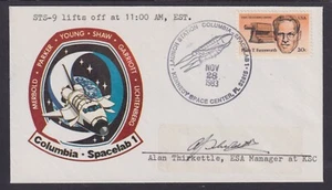 Alan Thirkettle, ESA manager at Kennedy Space Center, signed STS-9 Space cover - Picture 1 of 1