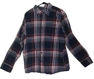 Eddie Bauer Plaid Flannel Mens 2XL Long Sleeve Button Up Blue Red Cotton - Picture 1 of 11