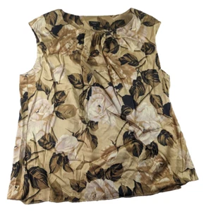 Talbots Floral Sleeveless Tank Top Blouse Pleated Crewneck Boho Stretch Women 16 - Picture 1 of 7