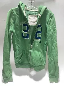 Junior Teen Mädchen große Hollister Kalifornien grüne Kapuzenjacke mit Reißverschluss - Bild 1 von 5