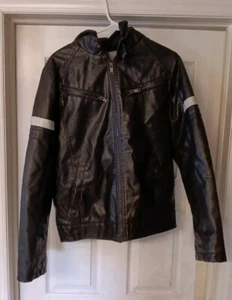 Structure Men's Black 100% Polyester Jacket Leather Style Jacket Small - Picture 1 of 8