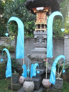 Balifahne Bali Garten Fahne Garten-Fahne Aquamarin Blau 120cm Stange Bambusstab - Bild 1 von 2