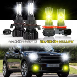 For 2011-2016 Mini Cooper Countryman 4pcs LED Headlight + Fog Bulbs White/Yellow - Picture 1 of 16