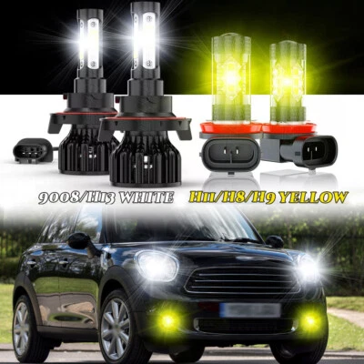 For 2011-2016 Mini Cooper Countryman 4pcs LED Headlight + Fog Bulbs White/Yellow - Image 1 of 4