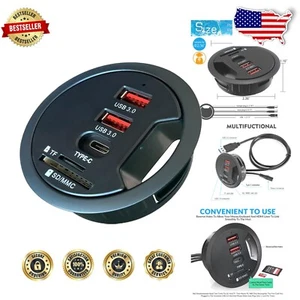 5-in-1 USB Hub for Grommet Desks with High-Speed Data Transfer & Card Reader - Picture 1 of 8