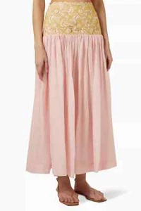 Alemais Womens Anthea Broderie Maxi Skirt Pink Size US 8 - Picture 1 of 5
