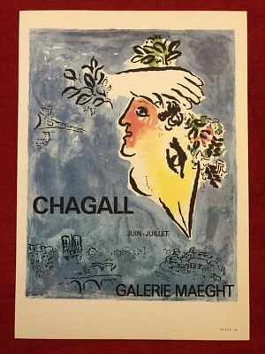 Marc Chagall, Póster Galerie Maeght, Litografía Offset Vintage 1966. Foto 1 de 2