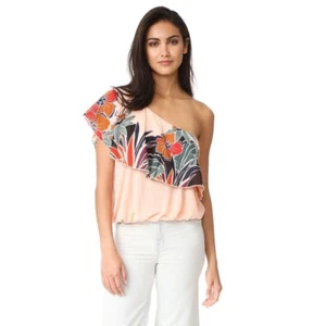 Free People Peach Multi Size Small Annka Bubble One-Shoulder Boho Top NWT - Picture 1 of 8