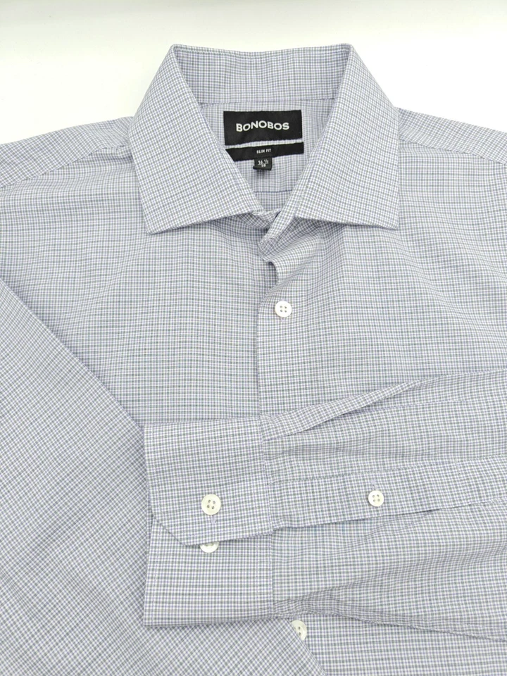 🇺🇲 Camisa de Vestir Bonobos Para Hombres Calce Ajustado 16.5x35 Cuadros Púrpura Foto 1 de 4