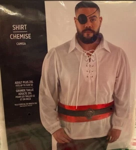 Swashbuckler Pirate Vampire White Shirt Adult 2XL Costume Accessory Lace Up NEW - Picture 1 of 3