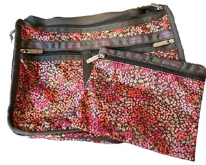 LeSportsac Shoulder Bag Totoro Pouch Set NEW 2 Pc Hot Pink Gray Splash Purse 154 - Bild 1 von 4