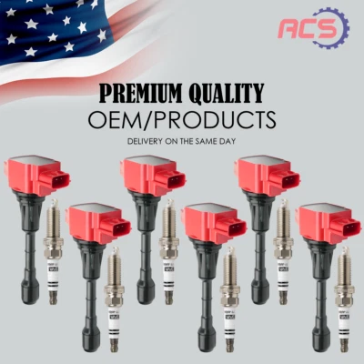 6X Bobina de encendido y bujía para Nissan Máxima Murano Pathfinder Infiniti UF550 Foto 1 de 4