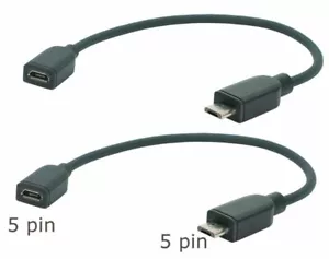2x 0,2m Micro USB Prolunga (5 Pin), Completamente Cablato, Doppio Schermato - Foto 1 di 3