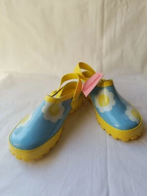Zuecos para niñas GYMBOREE blanco azul flor margarita talla 13 nuevos con etiquetas Foto 1 de 4