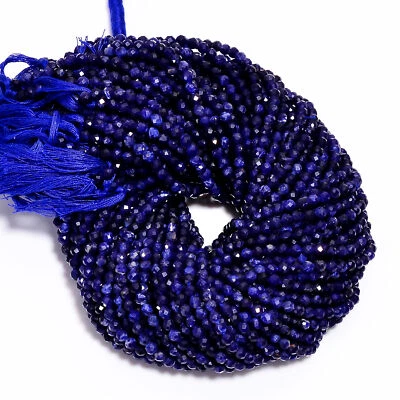 Cuentas facetadas de piedras preciosas de sodalita natural forma redonda 4x4 mm hilo 12,5" EB-673 Foto 1 de 3