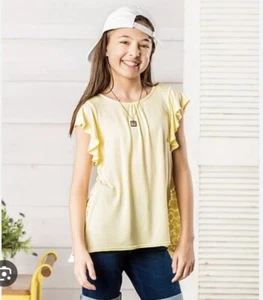Girls Matilda Jane 435 Tether Ball Yellow Shirt Ruffle Sz 12 Spring Summer Cute - Picture 1 of 12